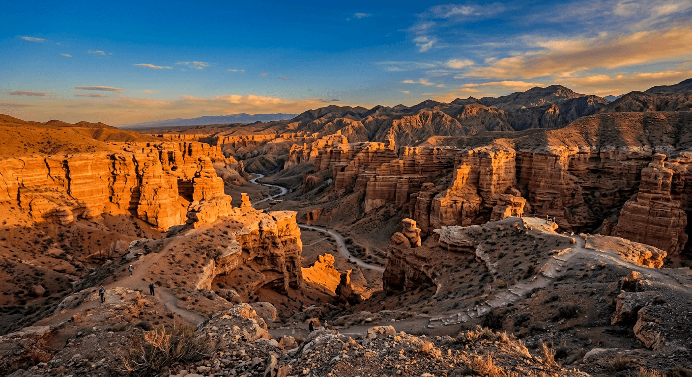 Red rock formations of Charyn Canyon in Kazakhstan